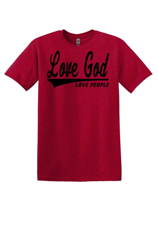 Image of Love God Love People -Red - Black - Unisex - Tee