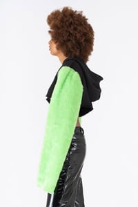 Image 2 of SWEATSHIRT WITH ACID GREEN ECO FUR SLEEVES