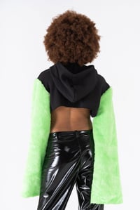 Image 3 of SWEATSHIRT WITH ACID GREEN ECO FUR SLEEVES