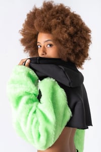 Image 5 of SWEATSHIRT WITH ACID GREEN ECO FUR SLEEVES
