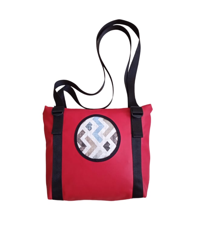 Bolso polipiel zigzag rojo