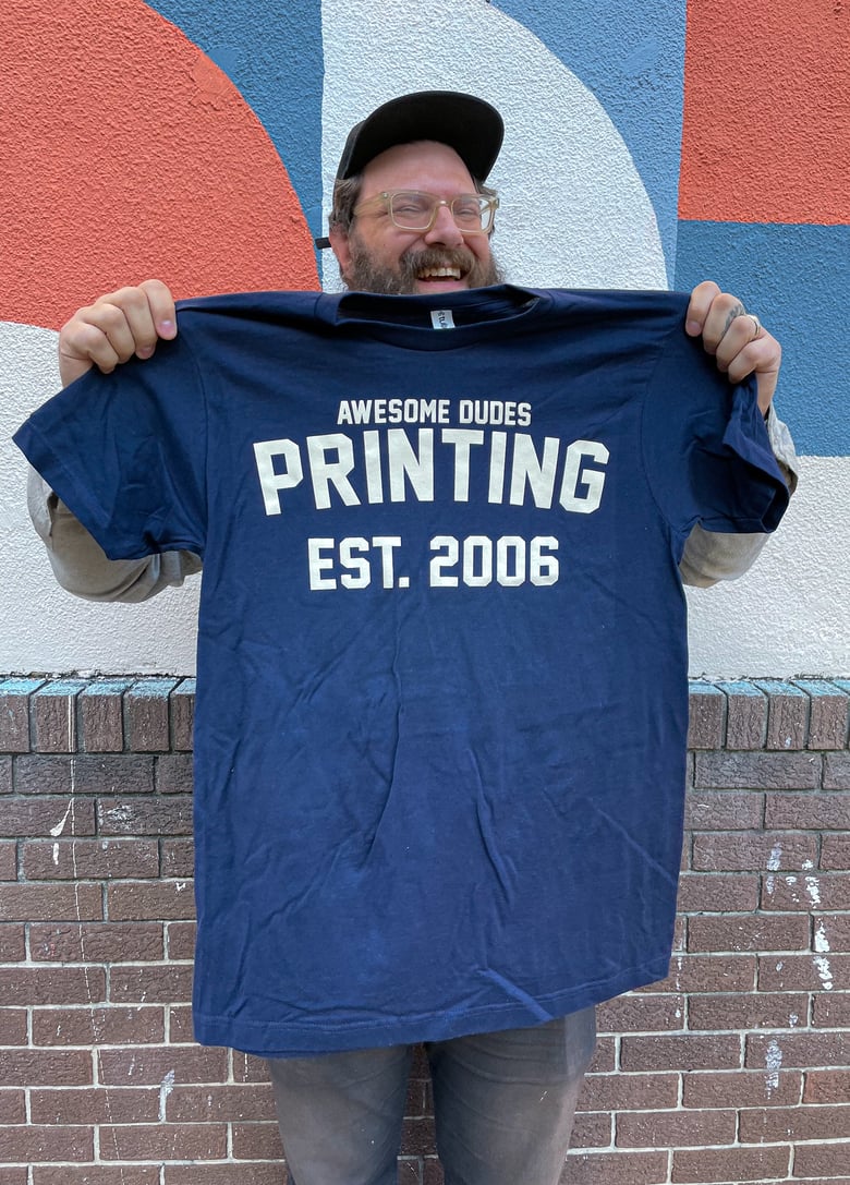 Image of Navy Varsity Printing - t-shirt
