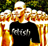 Image 1 of 'FETISH' tshirt METALLIC SILVER ON BLACK