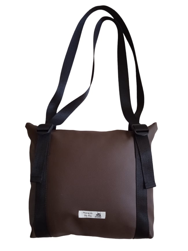 Bolso polipiel zigzag marrón 