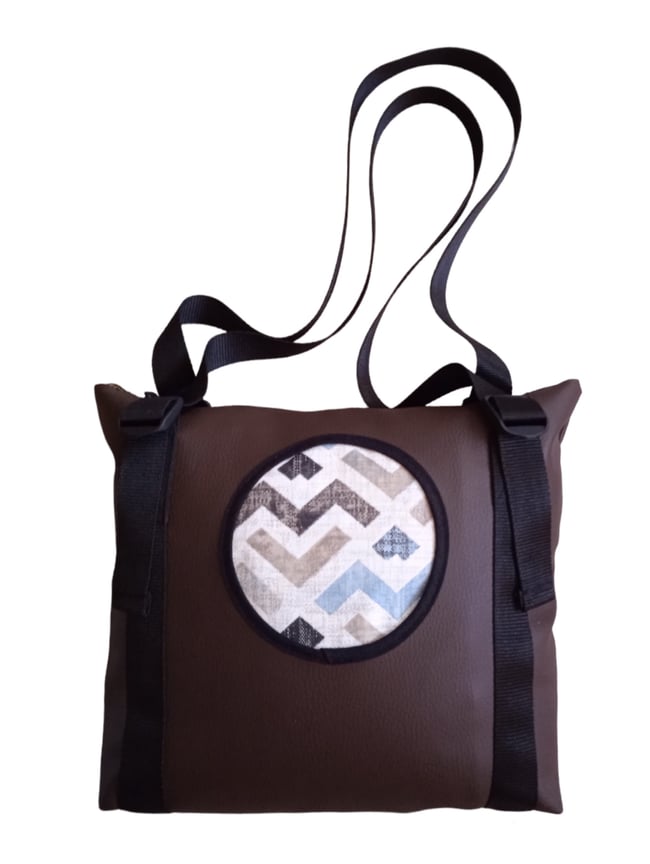 Bolso polipiel zigzag marrón 