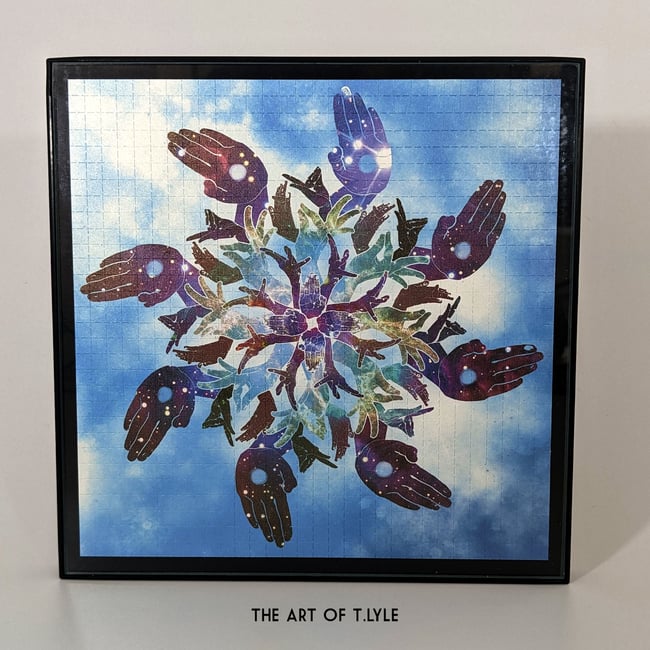 Framed Mudra Mandala Blue Sky Blotter Print