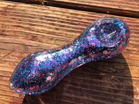 Image 2 of 5” Purple Freezable Glitter Glass Pipe, Glass Smoking Bowl