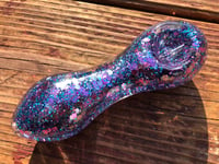 Image 3 of 5” Purple Freezable Glitter Glass Pipe, Glass Smoking Bowl