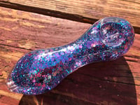 Image 4 of 5” Purple Freezable Glitter Glass Pipe, Glass Smoking Bowl