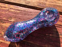 Image 5 of 5” Purple Freezable Glitter Glass Pipe, Glass Smoking Bowl