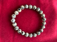 Image of BRACELET 08MM BOULE JASPE DALMATIEN 