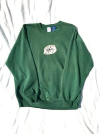 Image of give me my fucking flowers patched sweatshirt in forest green 