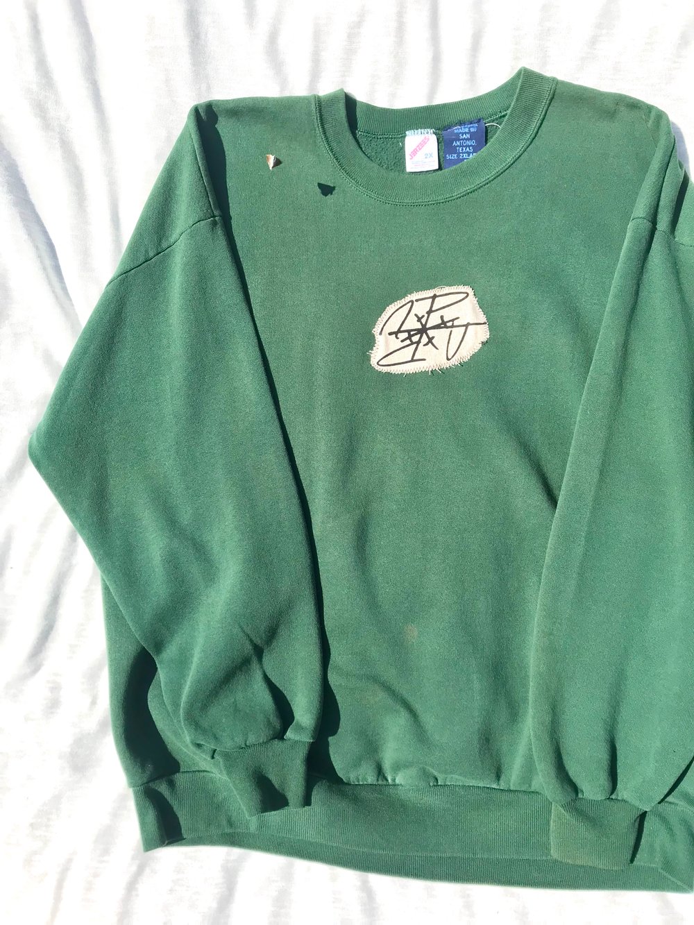 give me my fucking flowers patched sweatshirt in forest green 