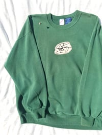 Image of give me my fucking flowers patched sweatshirt in forest green 