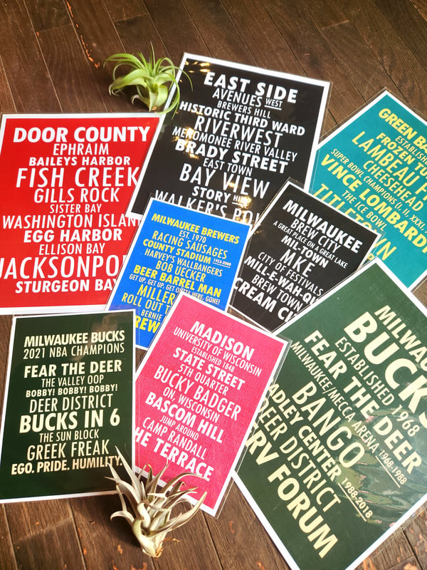 Image of Wisconsin Themed Typography Prints