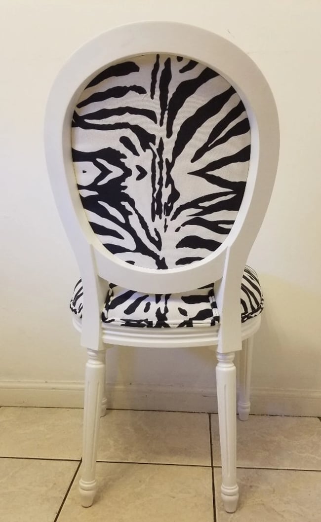 French Louis Style Zebra White Chair