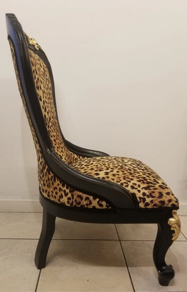 Leopard Print Gold Leaf Antique Chair