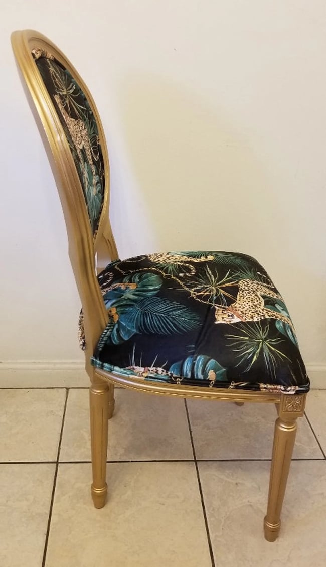 French Louis Style Leopard Vintage Accent Chair