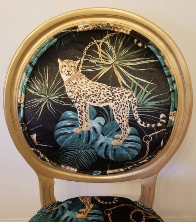 French Louis Style Leopard Vintage Accent Chair