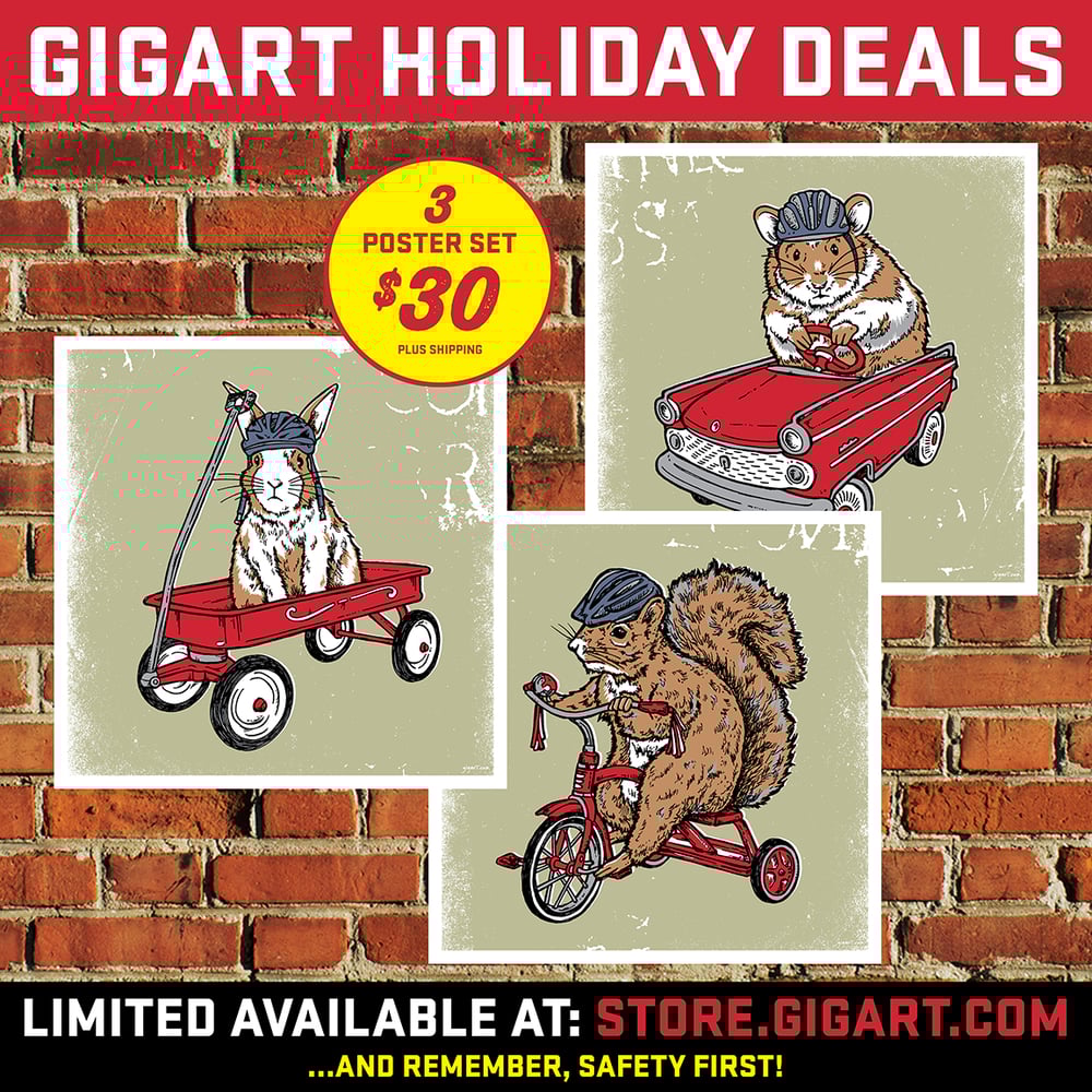 Image of Holiday Deal Set of 3 Critter Prints