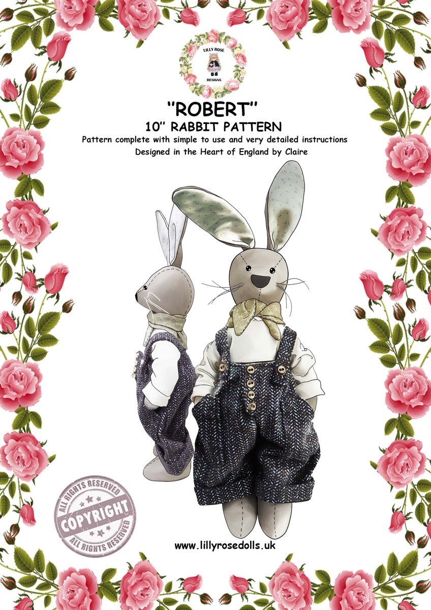 Robert the Rabbit 10 inch sewing pattern, with full instructions UK ...