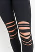 Shredded Knee Laser-Cut Highwaist Leggings Image 4