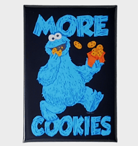 Image 1 of COOKIE MONSTER MORE COOKIES FRIDGE MAGNET / BUTTON