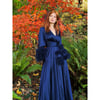 "Blues in the Night" Marabou-cuffed Beverly Dressing Gown