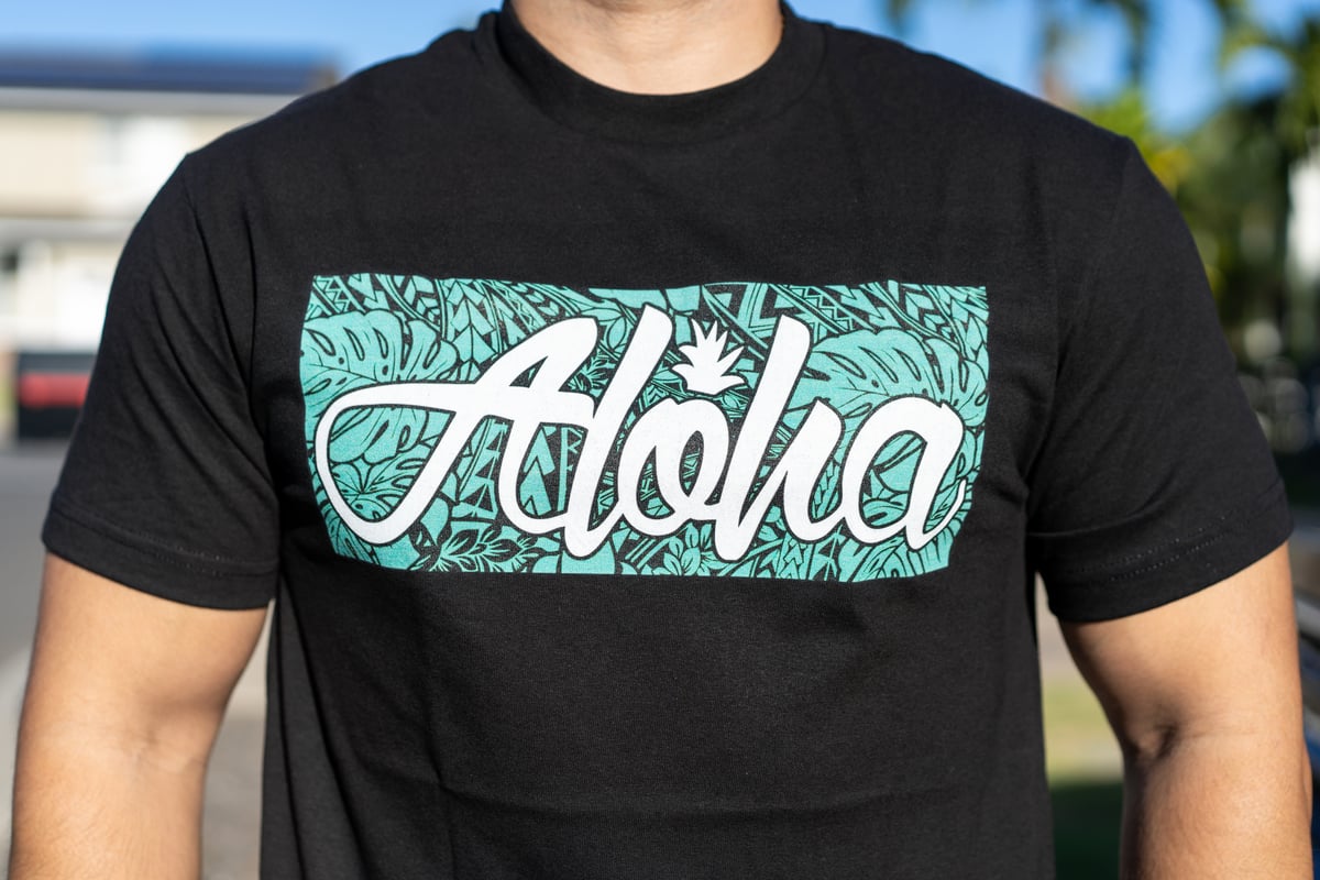 Aloha Pine Slapped Turquoise Tribal T-shirt