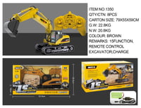 Image 2 of HUINA 1350 1:14 RC Car RC Excavator 15CH 2.4G Remote Control Charging Construction Truck 