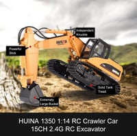 Image 3 of HUINA 1350 1:14 RC Car RC Excavator 15CH 2.4G Remote Control Charging Construction Truck 