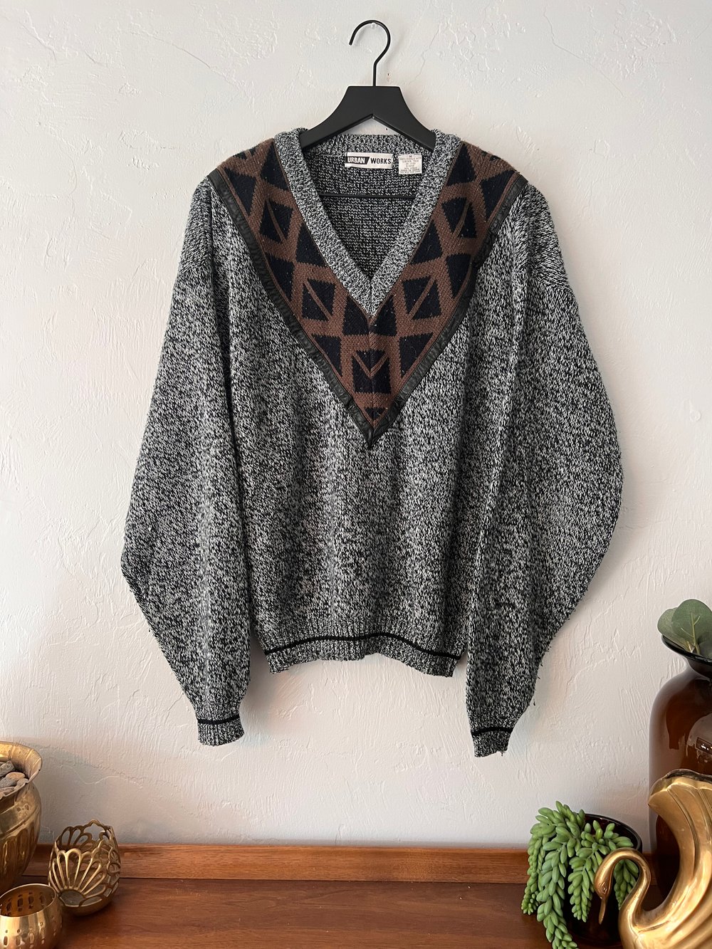 Urban Works Leather & Acrylic Sweater (M)