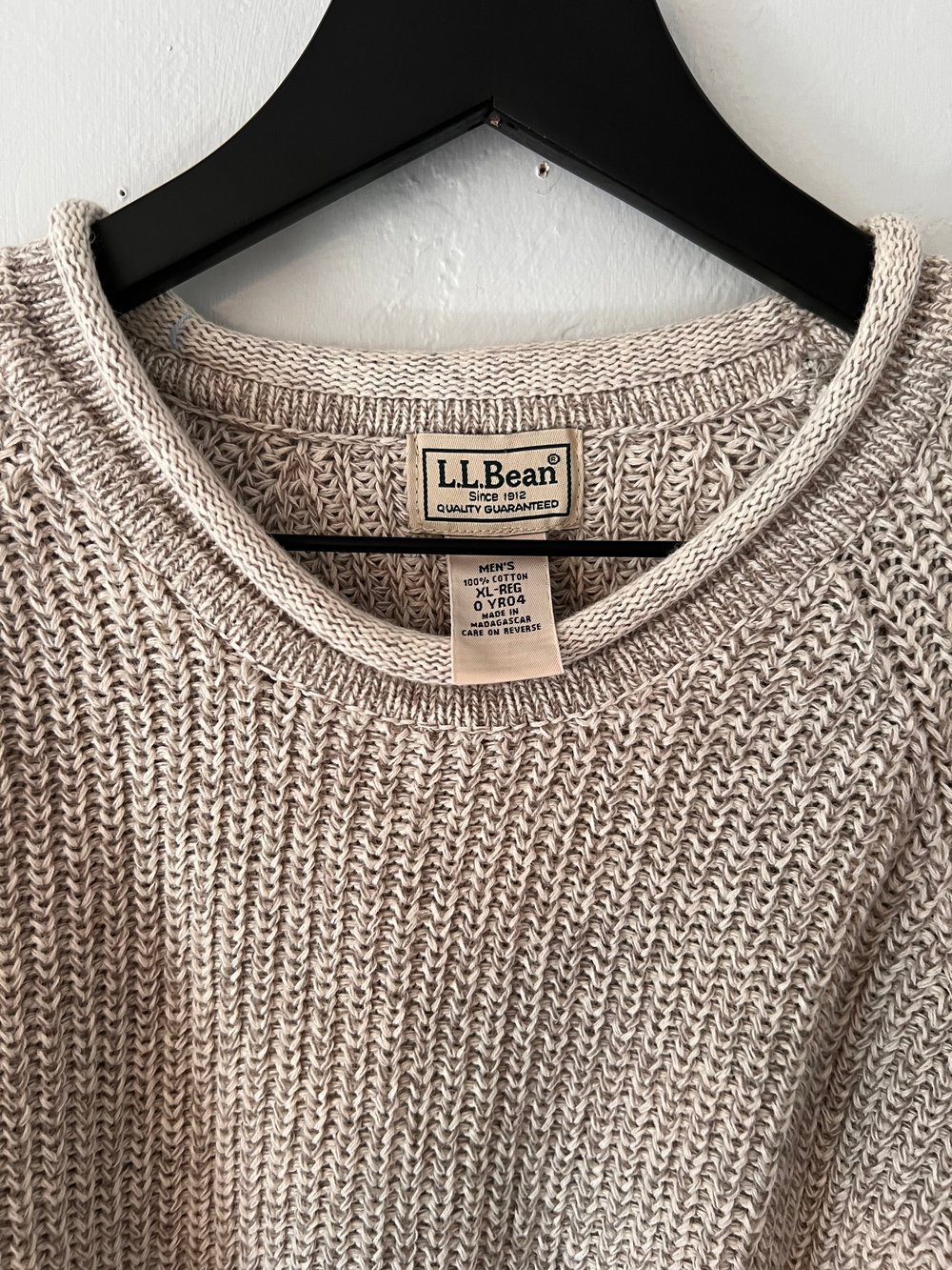 L.L. Bean Oatmeal Cream Cotton Sweater (XL)