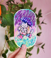 Umbrella Cat - Holographic Sticker