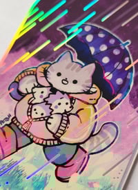 Image 2 of Umbrella Cat - Holographic Sticker