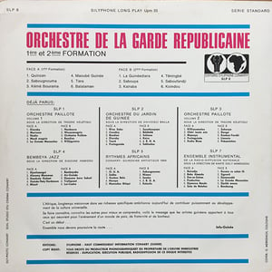 Orchestre De La Garde Républicaine ‎- 1ère Et 2ème Formation (Syliphone Conakry ‎- 1967)