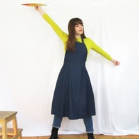 Image 3 of Pleated Denim Split Leg Apron for Potters & Artists. No14:2