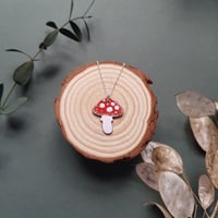 Medium bright red Amanita Mushroom Pendant  