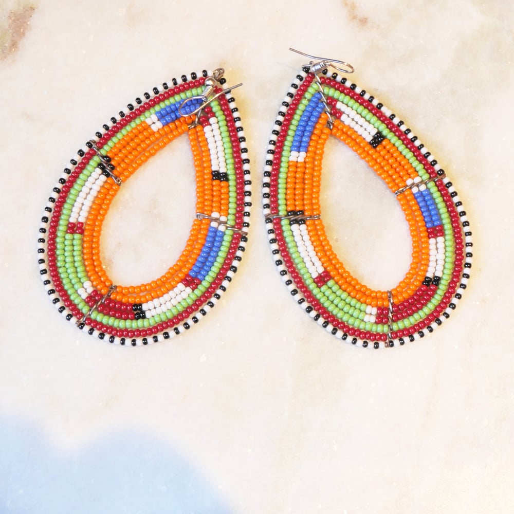 Image of OrangeMulticolor Oval Zulu Earring