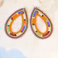 OrangeMulticolor Oval Zulu Earring