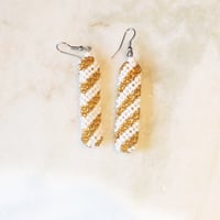 White and Gold Candycane Zulu Earring