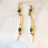White and Green stone Bone Earring