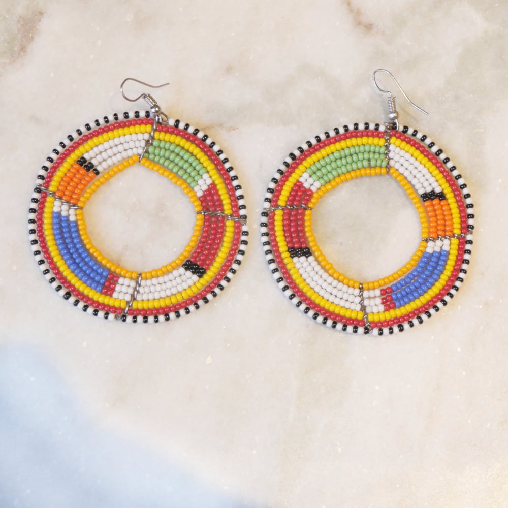 Image of Multi-colored Zulu Circle Earring