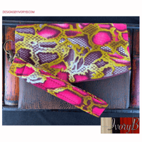 Image 1 of Kimiya Wallet-Plum magenta snakeskin Ankara African Print