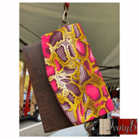 Image 2 of Kimiya Wallet-Plum magenta snakeskin Ankara African Print