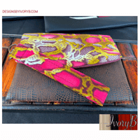 Image 5 of Kimiya Wallet-Plum magenta snakeskin Ankara African Print