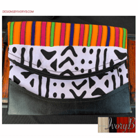 Image 1 of Designs By IvoryB Fanny Pack-White Mudcloth Kente