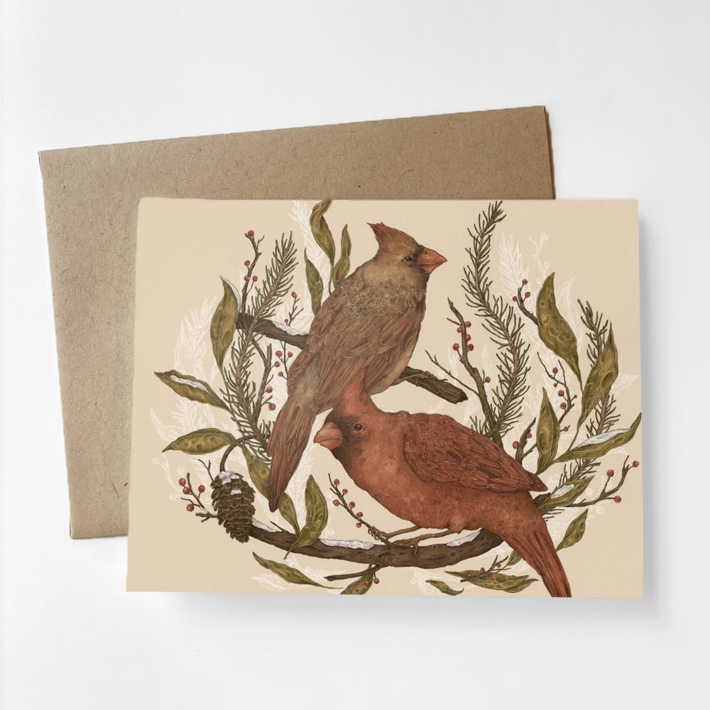 Image of Wintery Cardinals Greeting Card