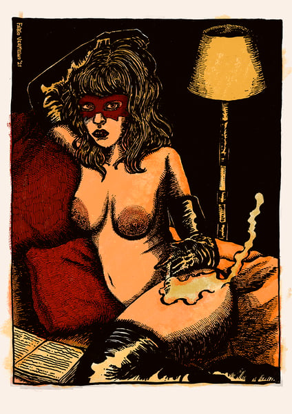 Image of "Pot & Leather 4" Art Print (coloured and black & white)