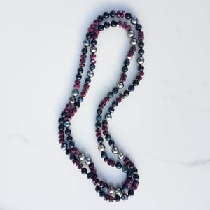 Tahitian Pearl, Cat's Eye, Purple Oyster Shell Helix Necklace 